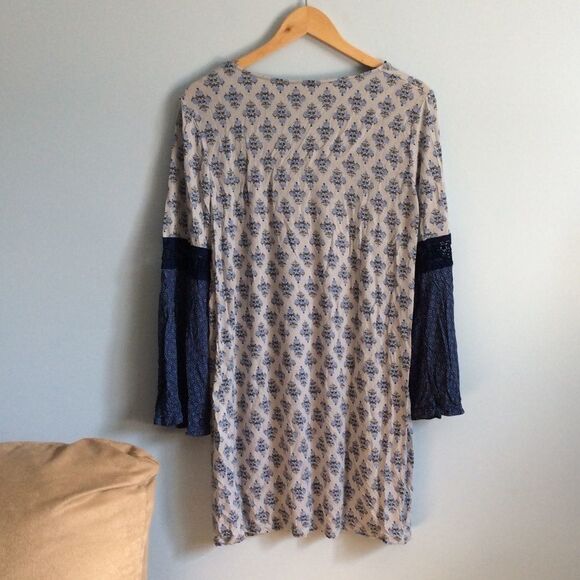 BOHO/Hippie Blue Patterned Dress - Picture 3 of 12